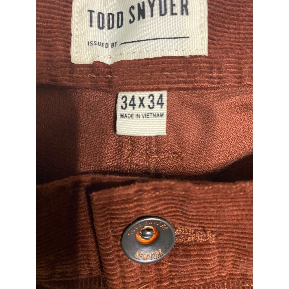 Todd Snyder Men's 34x34 Relaxed Fit Corduroy Pants Brown Chino Style 5-Pocket - Picture 2 of 7